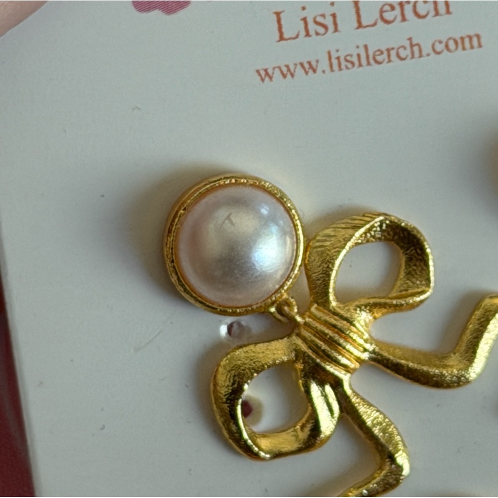 Lisi Lerch Annabelle Gold Metal Bow Earrings - Picture 7 of 8